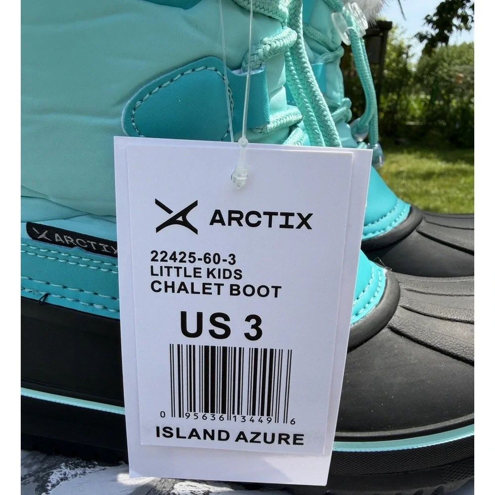 NWT Arctix Kids Chalet Snow Boots US 3 Island Azure Waterproof Faux Fur Winter